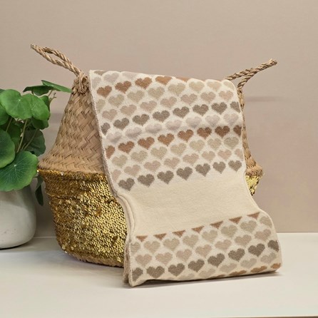 Pull Through Hearts Scarf in Taupe Pull Through Hearts Scarf in Taupe