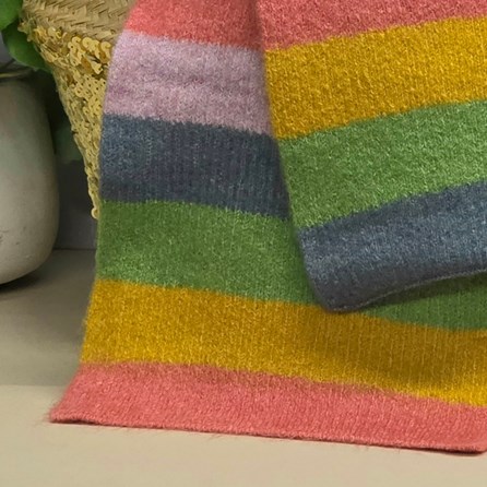Rainbow Mix Classic Knit Colour Block Stripe Scarf