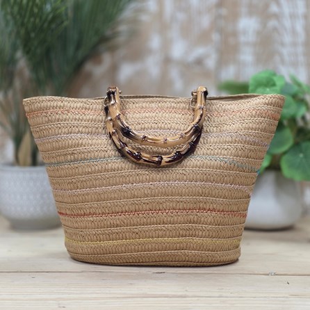 Rattan Multicolour Detail Shopper Bag Rattan Multicolour Detail Shopper Bag