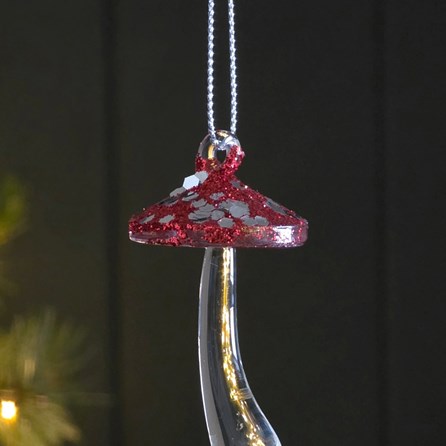 Red Glass Mushroom Hanging Decoration