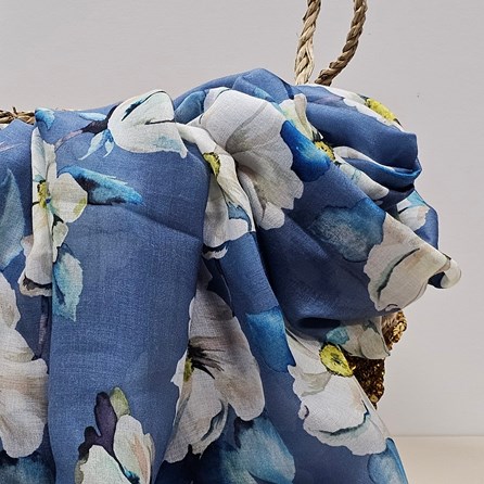 Roses Scarf in Denim Blue Roses Scarf in Denim Blue