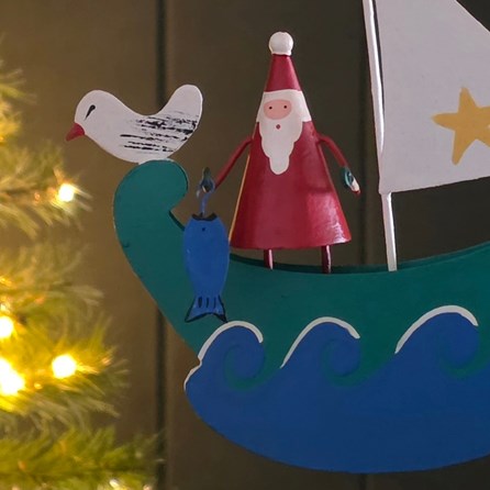 Santa on the High Seas Hanging Christmas Decoration
