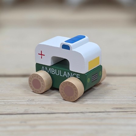 Set of 3 Wooden First Toy Emergency Vehicles Set of 3 Wooden First Toy Emergency Vehicles