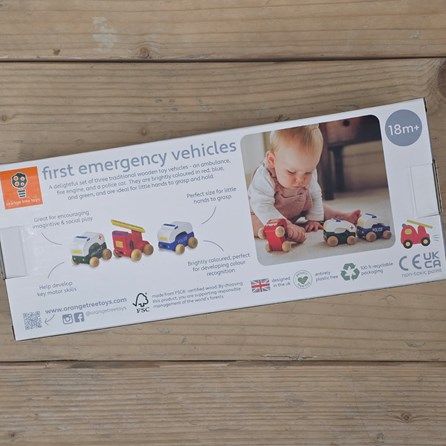 Set of 3 Wooden First Toy Emergency Vehicles Set of 3 Wooden First Toy Emergency Vehicles