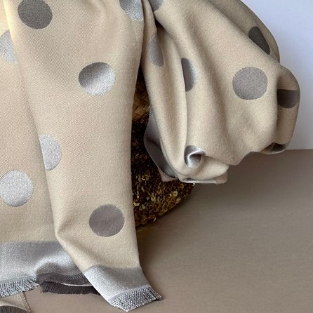 Silky Beige and Silver Spot Reversible Scarf Silky Beige and Silver Spot Reversible Scarf