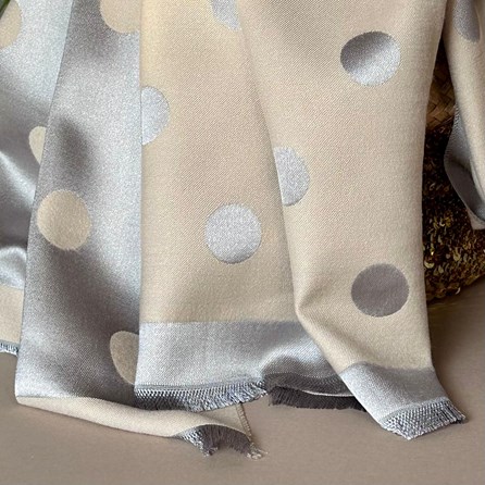 Silky Beige and Silver Spot Reversible Scarf Silky Beige and Silver Spot Reversible Scarf