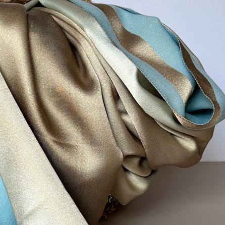 Silky Blue and Gold Border Reversible Scarf Silky Blue and Gold Border Reversible Scarf