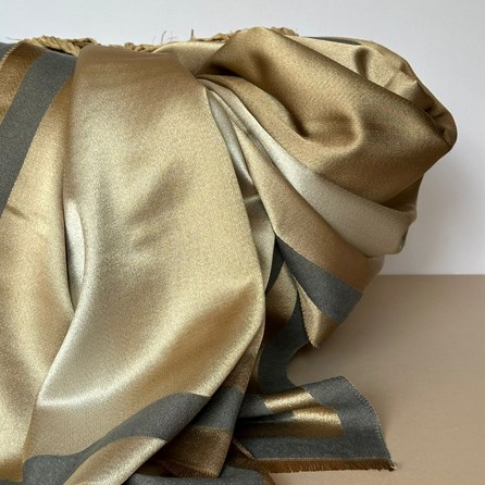 Silky Dark Grey and Gold Border Reversible Scarf Silky Dark Grey and Gold Border Reversible Scarf