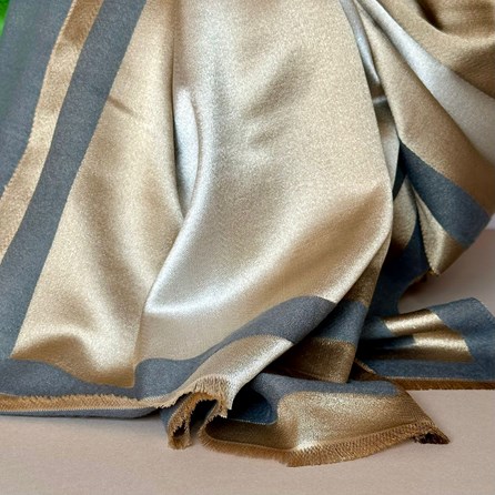 Silky Dark Grey and Gold Border Reversible Scarf Silky Dark Grey and Gold Border Reversible Scarf