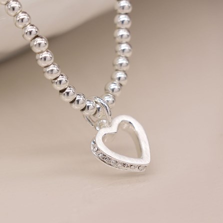 Silver Plated Open Heart Crystal Bracelet