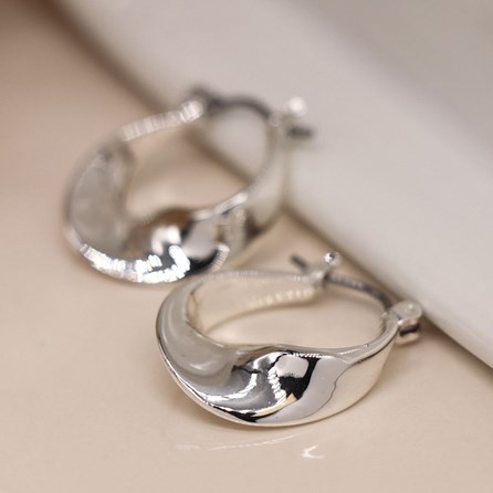 Silver Plated Wave Hoop Earrings Silver Plated Wave Hoop Earrings