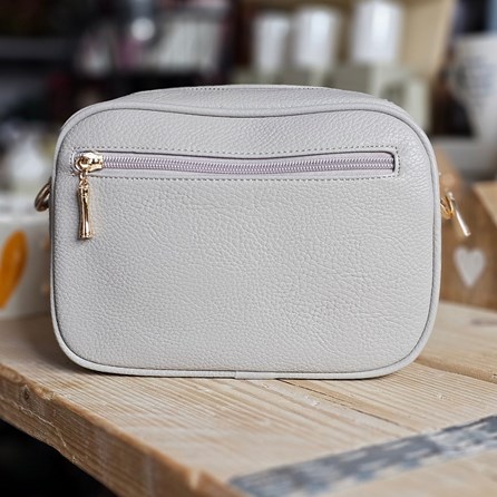 Single Zip Cross Body Bag in Light Grey Single Zip Cross Body Bag in Light Grey