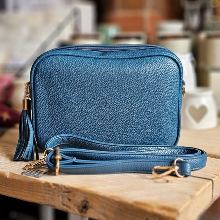 Single Zip Cross Body Bag with Tassel in Teal Single Zip Cross Body Bag with Tassel in Teal