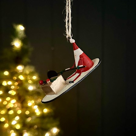 Sitting Santa on a Paddle Board Hanging Decoration Sitting Santa on a Paddle Board Hanging Decoration