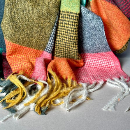 Soft Colour Block Check Scarf in Autumn Colours Soft Colour Block Check Scarf in Autumn Colours