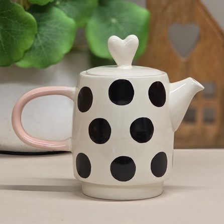 Spots and Hearts Ceramic Teapot & Mug Set