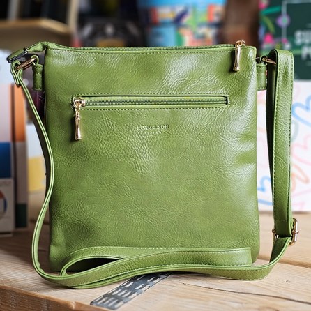 Square Multi-Zipped Cross Body Bag in Green Square Multi-Zipped Cross Body Bag in Green