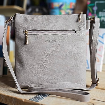 Square Multi-Zipped Cross Body Bag in Light Grey Square Multi-Zipped Cross Body Bag in Light Grey
