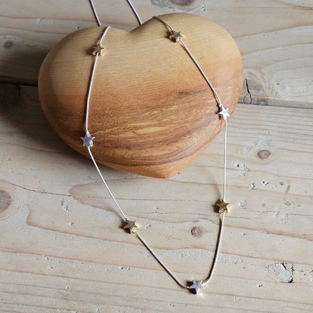 Star Charms Slider Necklace in Silver and Gold Star Charms Slider Necklace in Silver and Gold