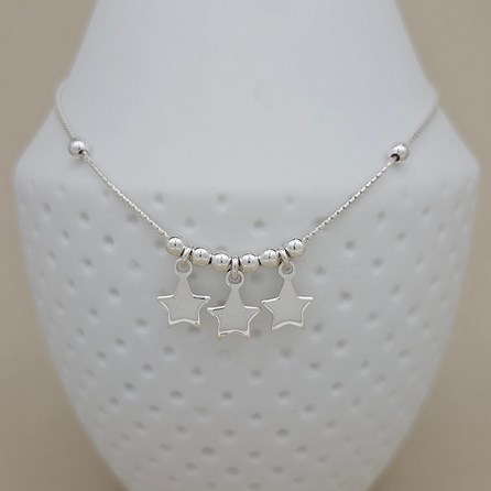 Sterling Silver Anklet With Three Star Charms Sterling Silver Anklet With Three Star Charms
