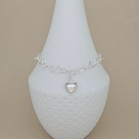 Sterling Silver Bridesmaid Heart Link Bracelet Sterling Silver Bridesmaid Heart Link Bracelet