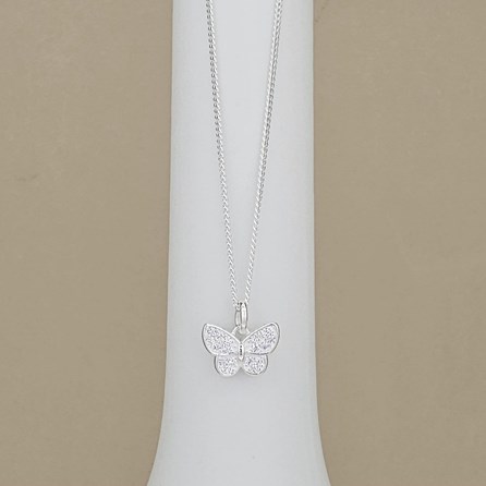 Sterling Silver CZ Butterfly Charm Necklace Sterling Silver CZ Butterfly Charm Necklace