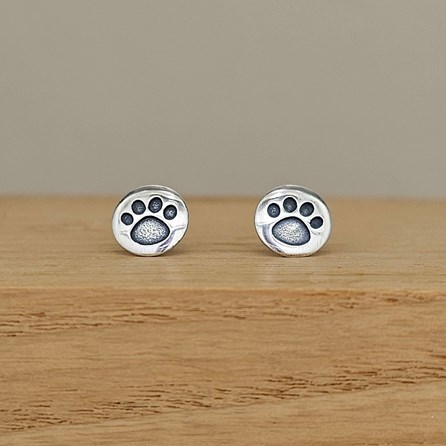 Sterling Silver Heart Paw Print Stud Earrings Sterling Silver Heart Paw Print Stud Earrings