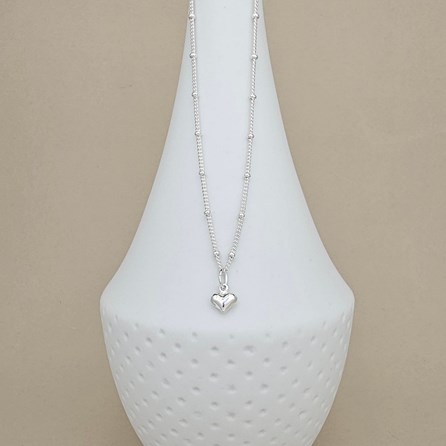 Sterling Silver Petite Heart Charm Ball Chain Necklace Sterling Silver Petite Heart Charm Ball Chain Necklace