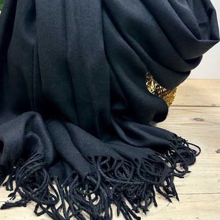 Super Soft Plain Pashmina Style Scarf in Black
