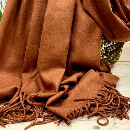 Super Soft Plain Pashmina Style Scarf in Burnt Orange