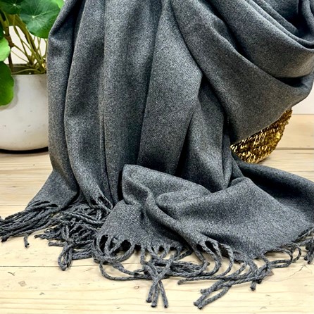 Super Soft Plain Pashmina Style Scarf in Granite Grey