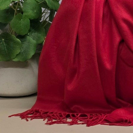 Super Soft Plain Pashmina Style Scarf in Hot Tomato Red