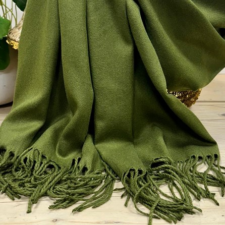 Super Soft Plain Pashmina Style Scarf in Olive Green