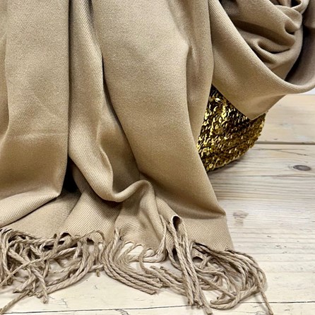 Super Soft Plain Pashmina Style Scarf in Tan