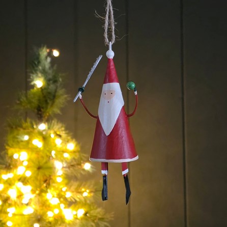 Tennis Playing Santa Hanging Christmas Decoration