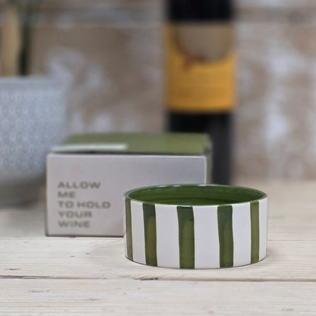 The Izzy Ceramic Wine Coaster - Green Stripe The Izzy Ceramic Wine Coaster - Green Stripe