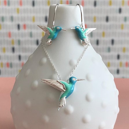Solid Silver Handpainted Hummingbird Earrings Solid Silver Handpainted Hummingbird Earrings
