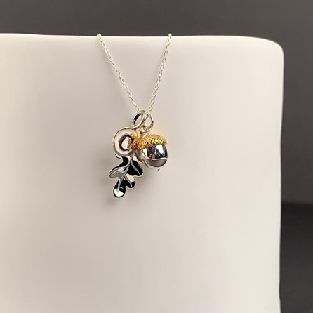 Personalised Solid Silver Oak Leaf And Acorn Necklace Personalised Solid Silver Oak Leaf And Acorn Necklace