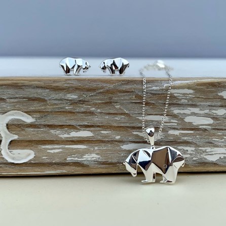 Sterling Silver Origami Polar Bear Earrings Sterling Silver Origami Polar Bear Earrings