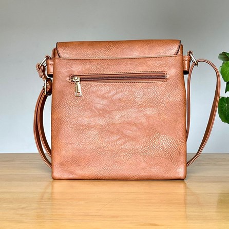 Cross Body Press Stud Bag in Brown Cross Body Press Stud Bag in Brown