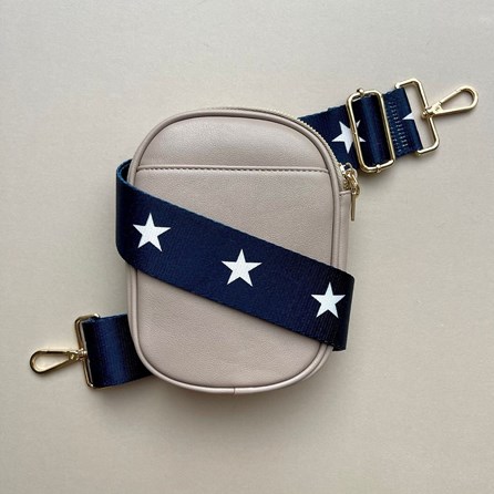 Cross Body Double Zip Bag in Beige Cross Body Double Zip Bag in Beige