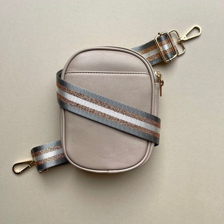 Cross Body Double Zip Bag in Beige Cross Body Double Zip Bag in Beige