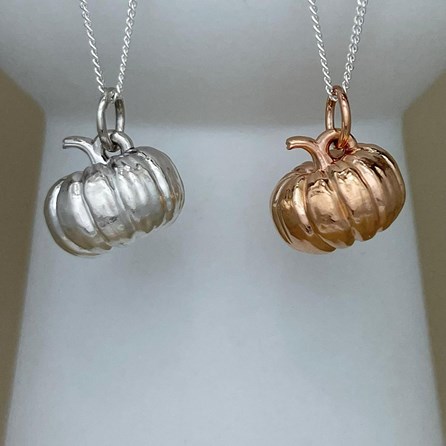 Personalised Large Pumpkin Sterling Silver Necklace Personalised Large Pumpkin Sterling Silver Necklace
