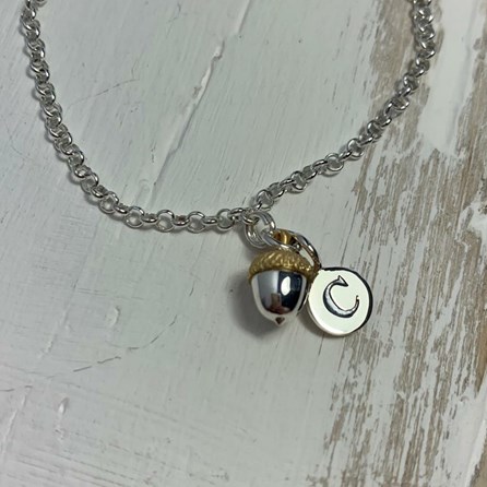 Personalised Solid Silver And Gold Plate Acorn Bracelet Personalised Solid Silver And Gold Plate Acorn Bracelet