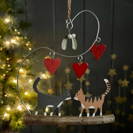 Cats and Hearts Hanging Christmas Decoration Cats and Hearts Hanging Christmas Decoration