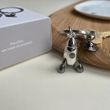 Silver & Grey Space Rocket Keyring Silver & Grey Space Rocket Keyring