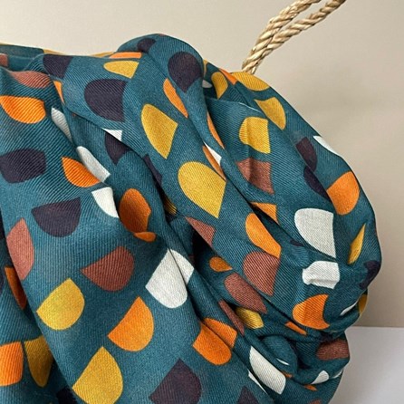 Scallops Print Scarf in Dusky Denim Blue Scallops Print Scarf in Dusky Denim Blue