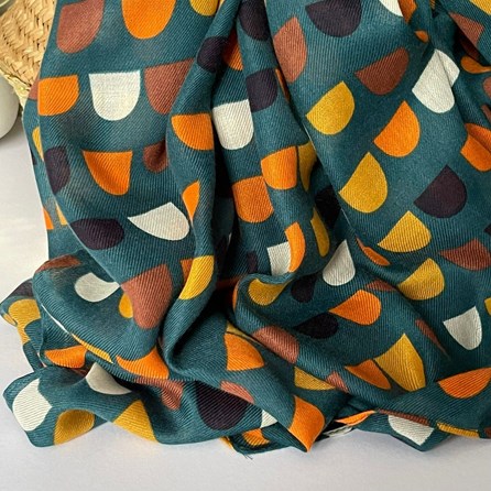 Scallops Print Scarf in Dusky Denim Blue Scallops Print Scarf in Dusky Denim Blue