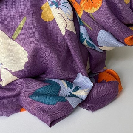 Violas Print Scarf in Dusky Purple Violas Print Scarf in Dusky Purple