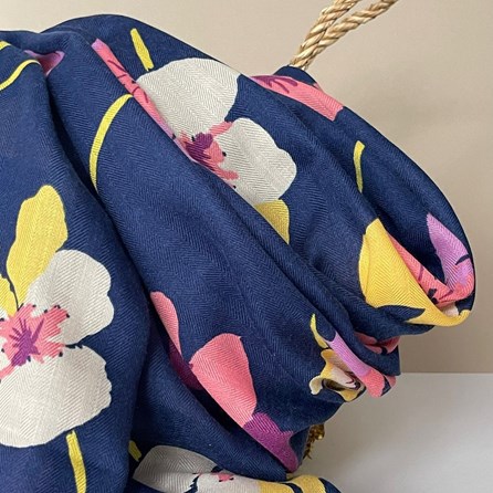 Violas Print Scarf in Navy Blue Violas Print Scarf in Navy Blue